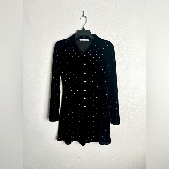 Zara Verona Mini Velvet Dress Size Medium - Picture 3 of 14